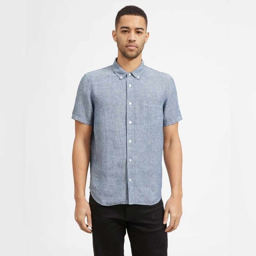 Everlane The Linen Short-Sleeve Standard Fit Shirt Large